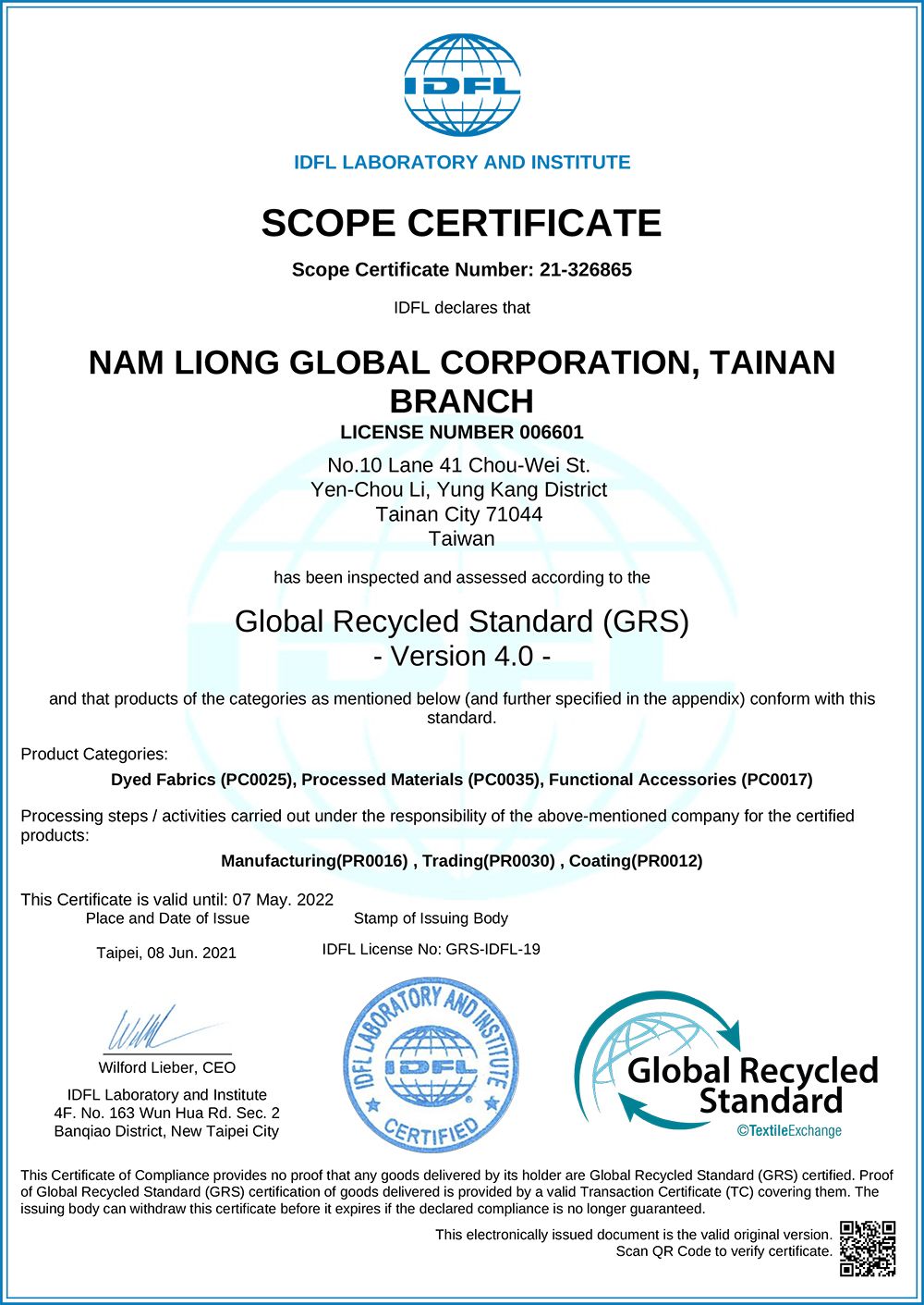 GRS certificate