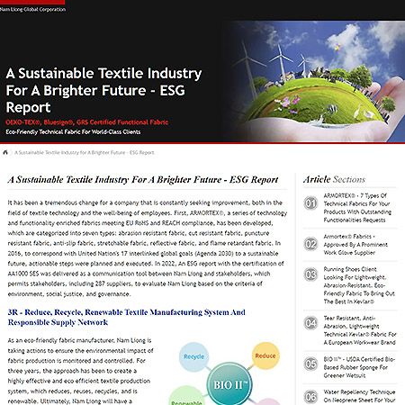 Nam Lion Global Story - A Sustainable Textile Industry For A Brighter Future - ESG Report