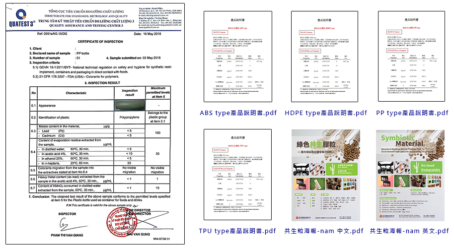 绿色共生粒食品容器检验、产品说明书、海报